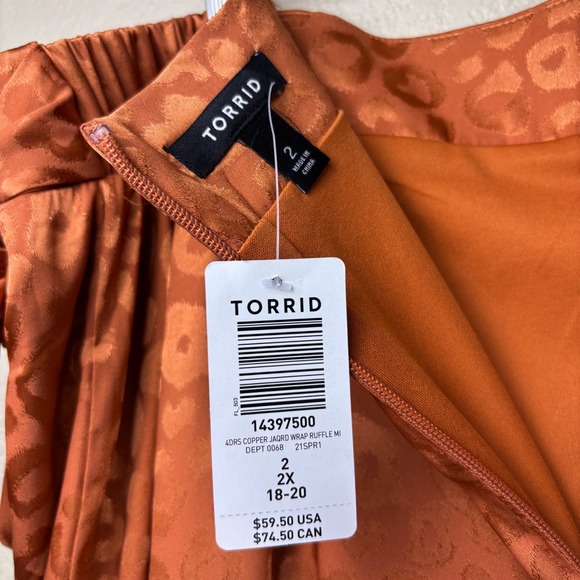 NWT Torrid Copper Leopard Jacquard Wrap Skirt Size 2x (18-20) - Picture 6 of 14